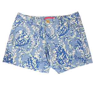 Lilly‎ Pulitzer Callahan Knit Shorts 2 Blue Periwinkle Turtley Awesome Turtles